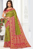 green silk saree