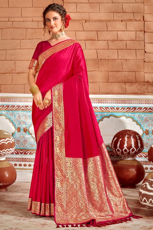 pink silk saree