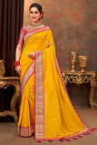 yellow silk saree