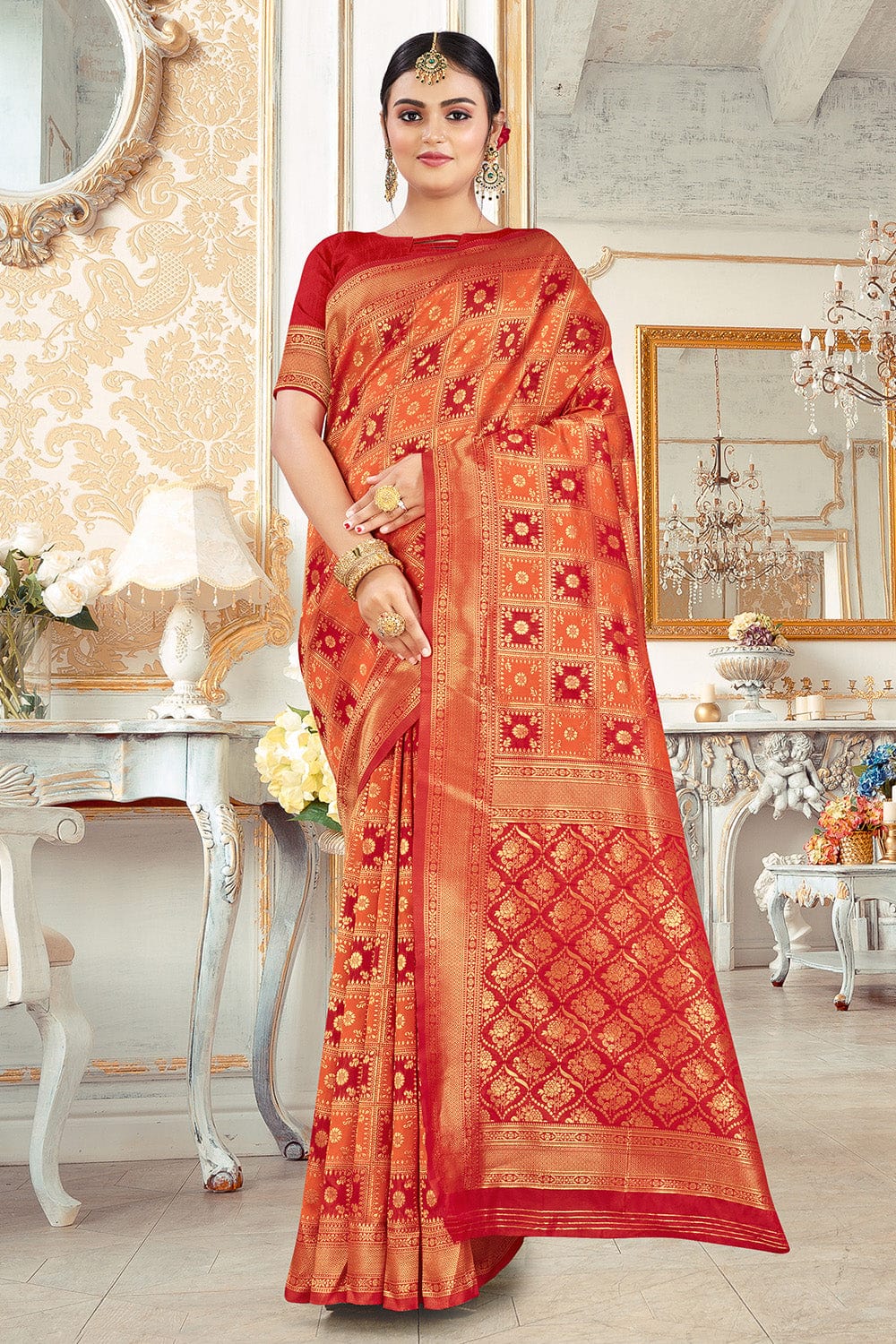 red banarasi saree