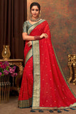 red silk saree