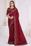 maroon silk saree