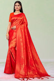 red silk saree