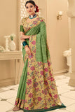 green silk saree