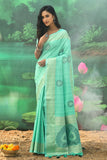 green silk saree