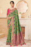 green silk saree