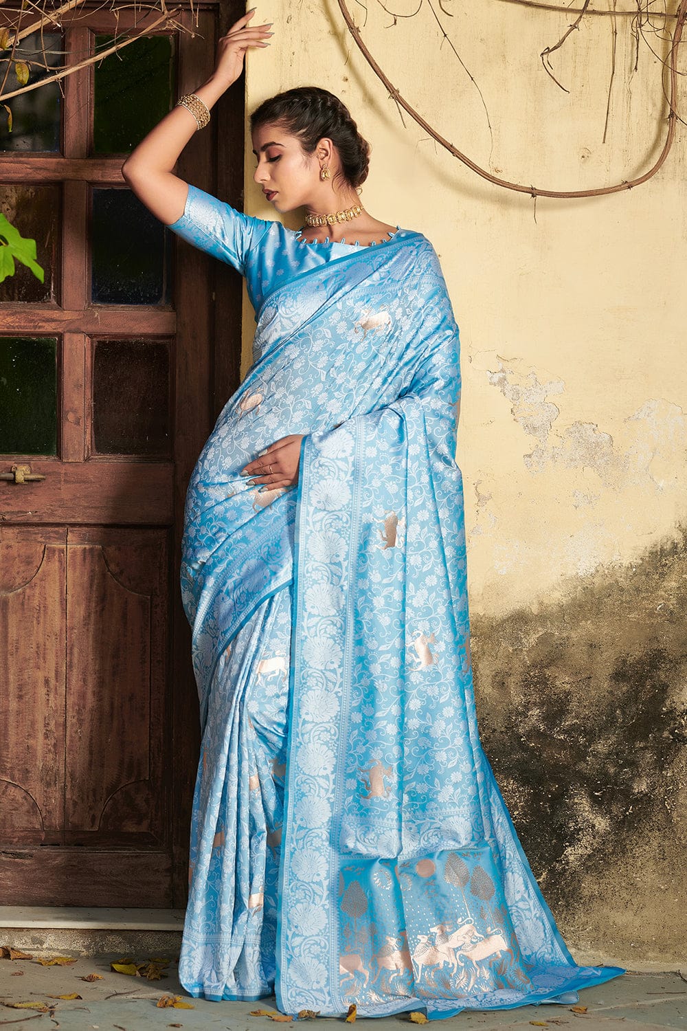 Blue Colour Paithani Silk Saree With Weaving Work, पठानी साड़ी - Bhakti Silk  Mills, Surat | ID: 2850520840273