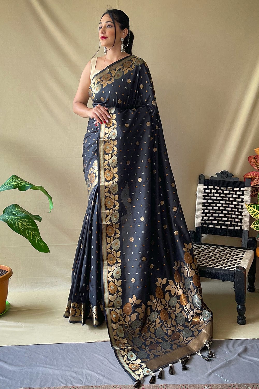 Buy MIRCHI FASHION Printed, Temple Border Ikkat Art Silk Blue, Black Sarees  Online @ Best Price In India | Flipkart.com