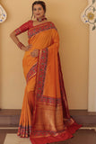 orange silk saree