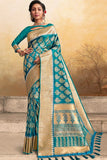 blue silk saree