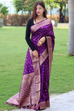 purple silk saree