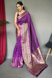 purple silk saree