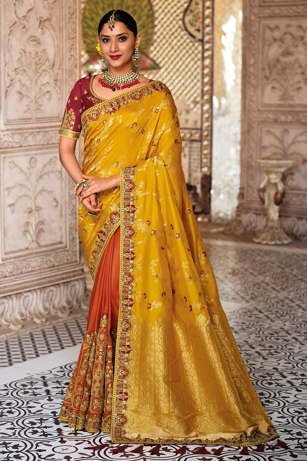 yellow saree