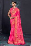 South Silk Saree Bright Pink Dual Tone South Silk Saree With Monochrome Blouse saree online