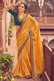 yellow south silk saree