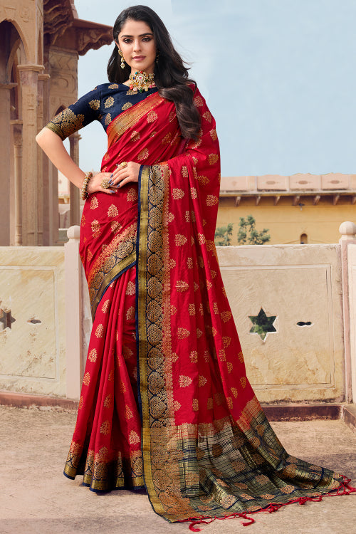 red south silk saree