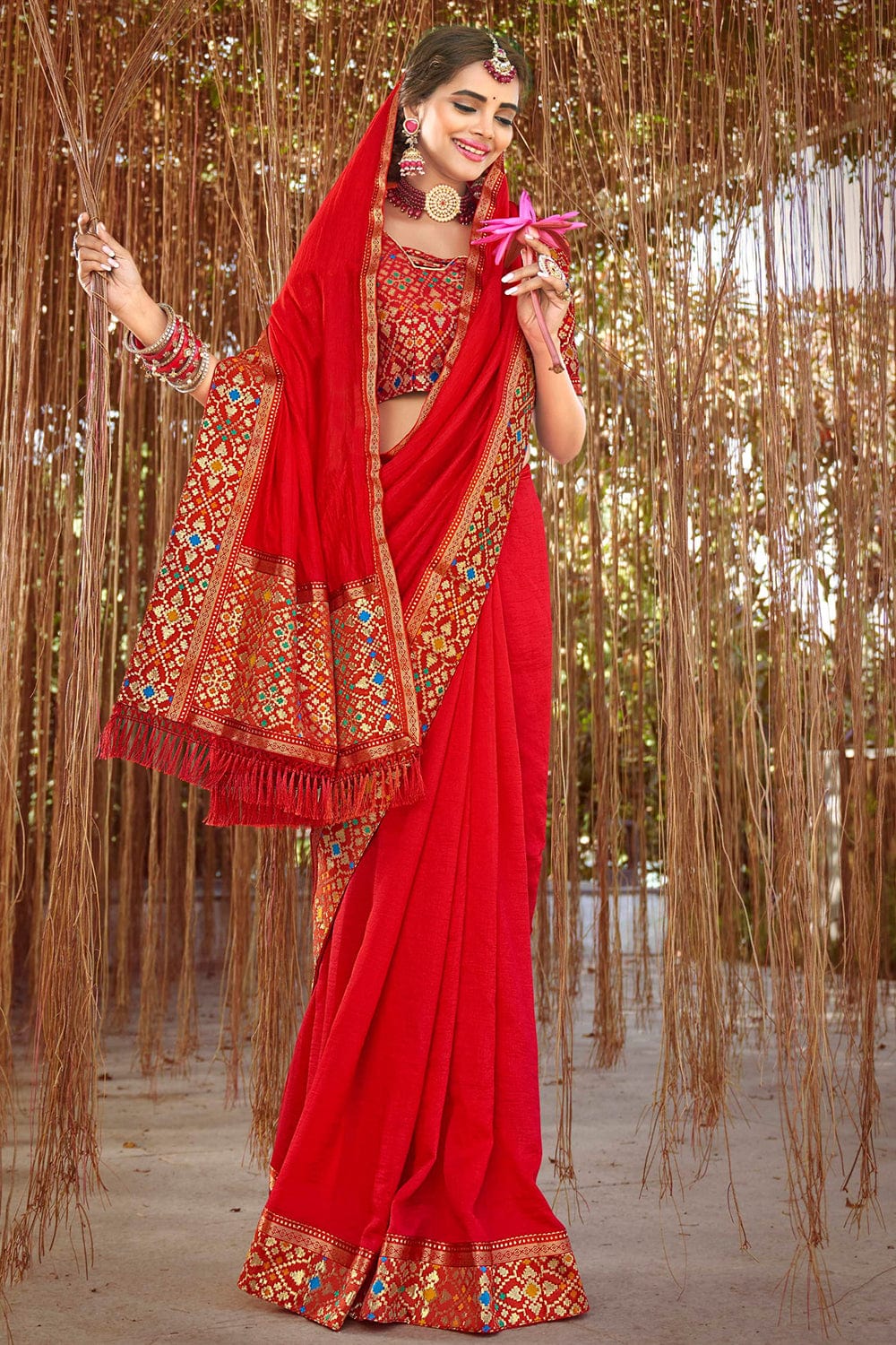 Functional Wear Pure Soft Silk Red Colour Saree B3494 – TheDesignerSaree