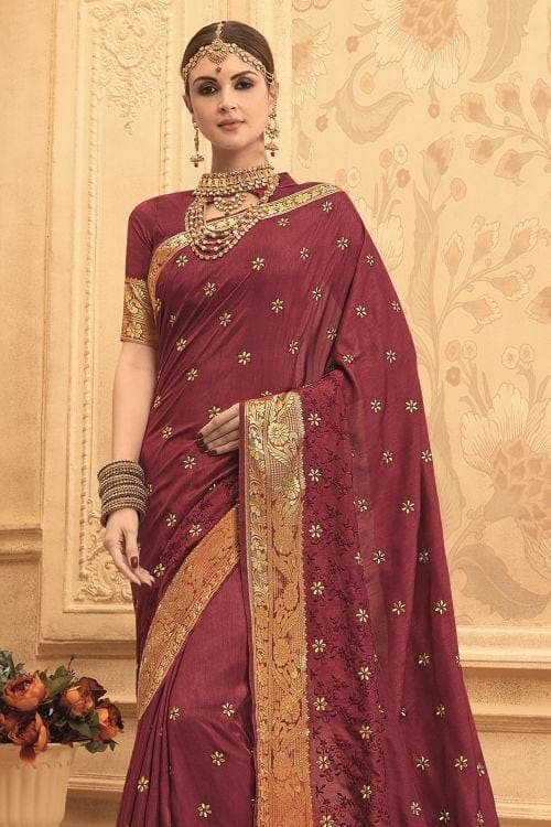 Currant Red South Silk Saree