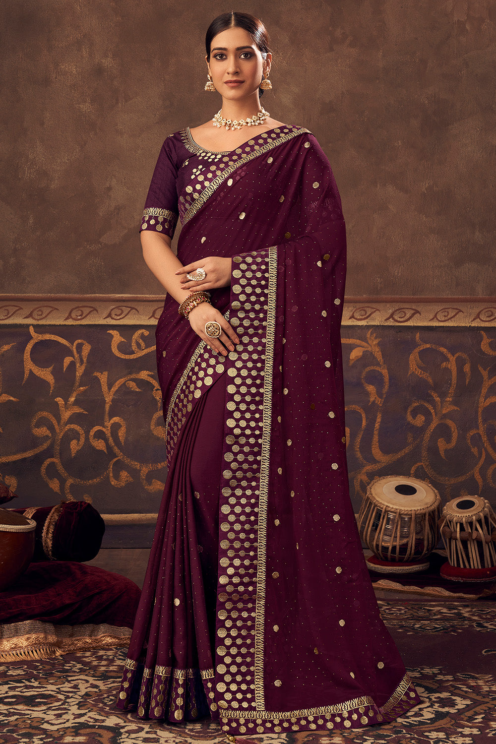 purple south silk saree