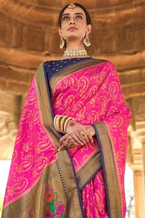 pink silk saree 