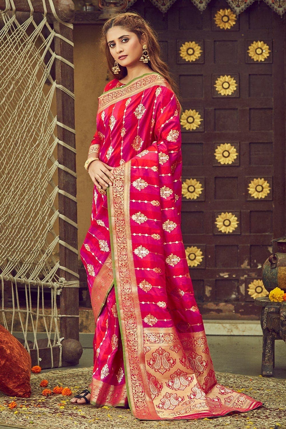 South Silk Saree Magenta Pink South Silk Saree saree online