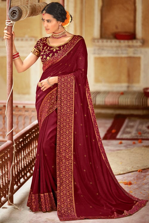 maroon saree