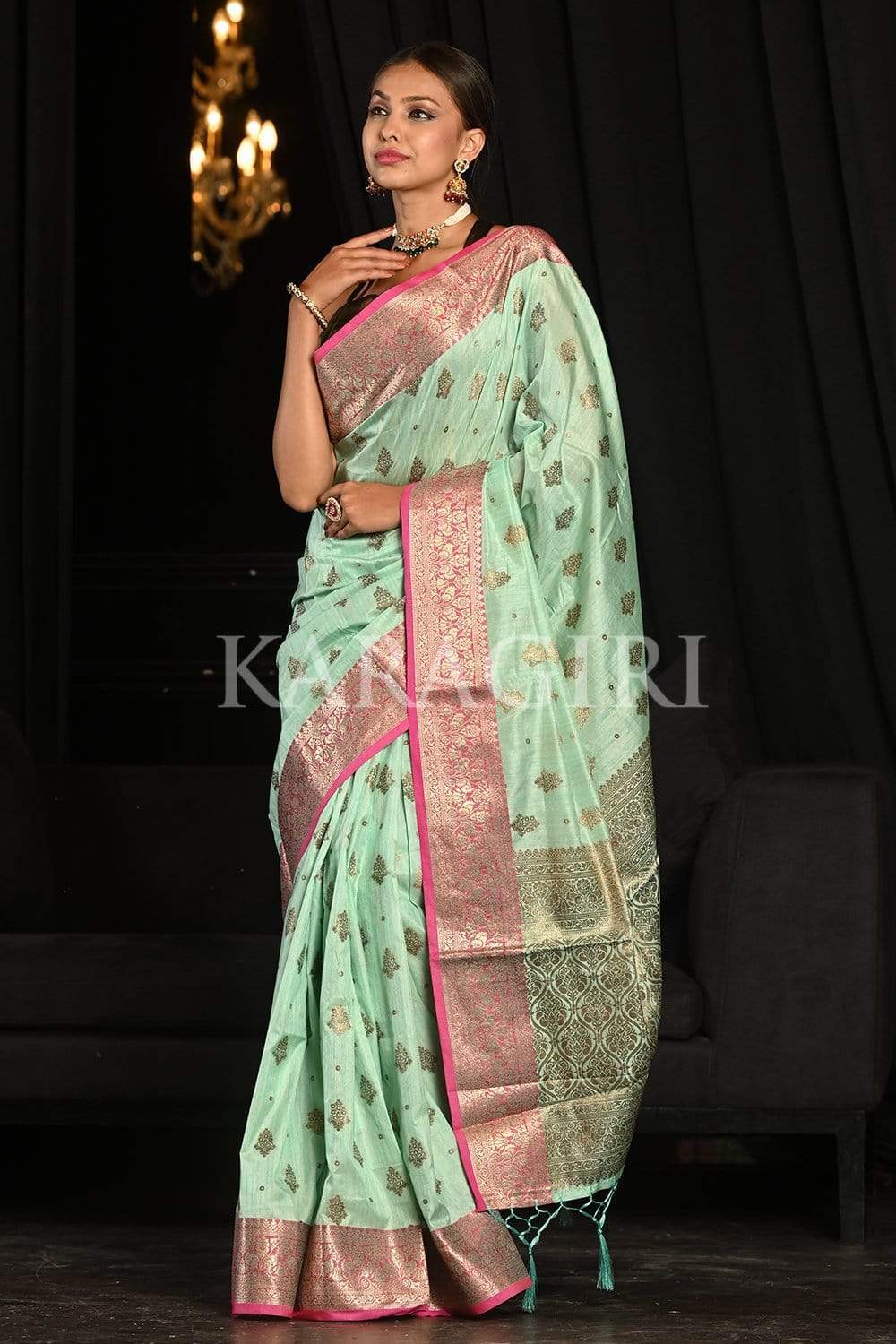 south silk saree Mint Green South Silk Saree saree online