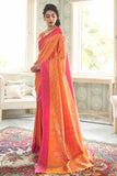 Monarch Orange Beautiful Woven South Silk Saree