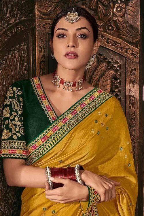 South Silk Saree Mustard Yellow South Silk Saree saree online