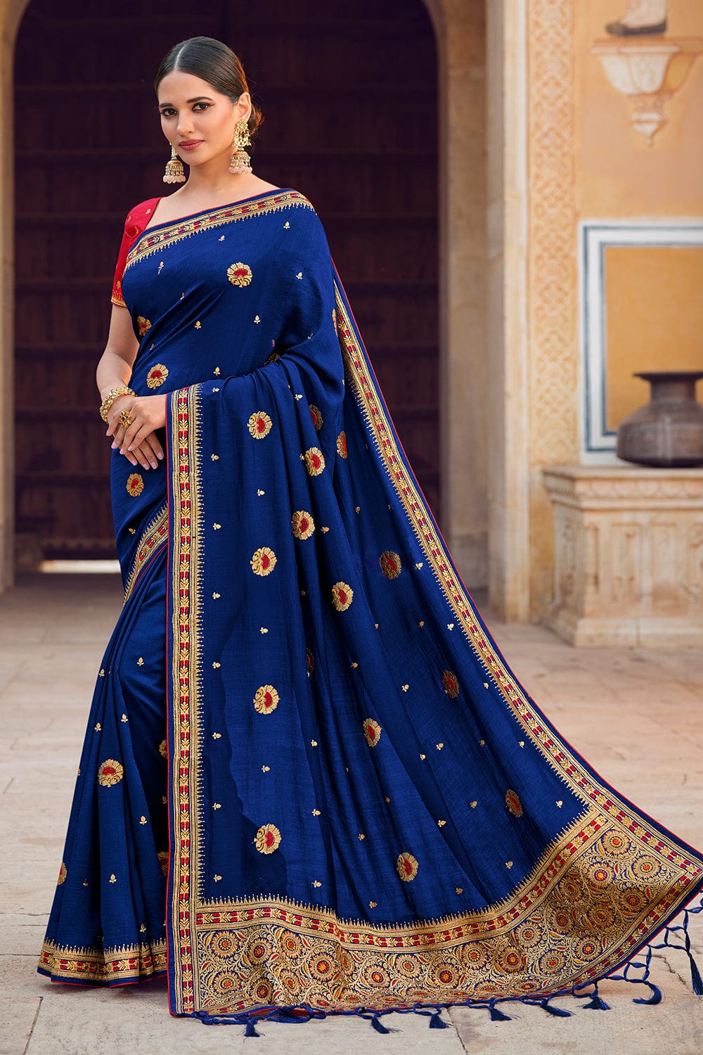 blue south silk saree