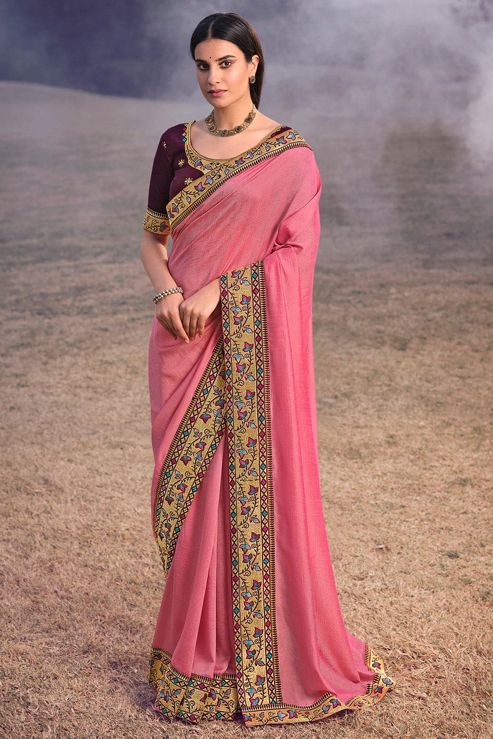 pink saree