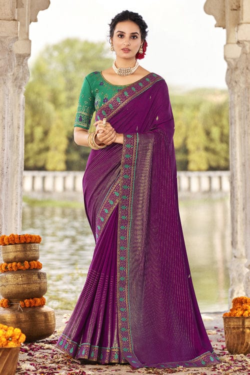 purple south silk saree