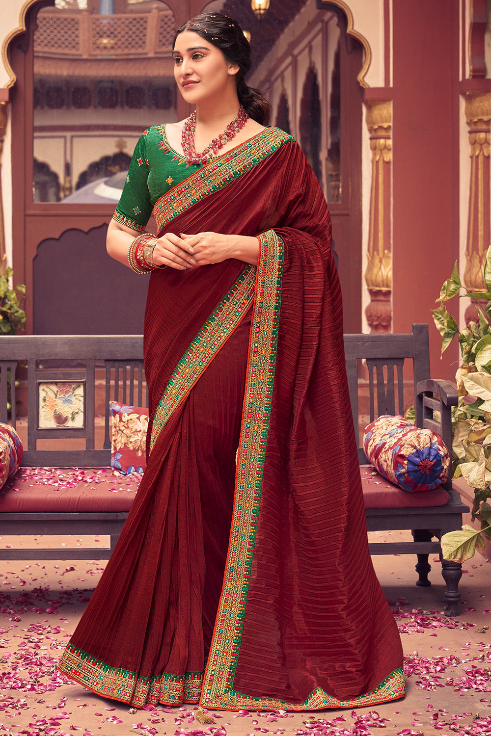 Maroon Readitional Silk indian Saree gnp0107747  soft art silk sarees