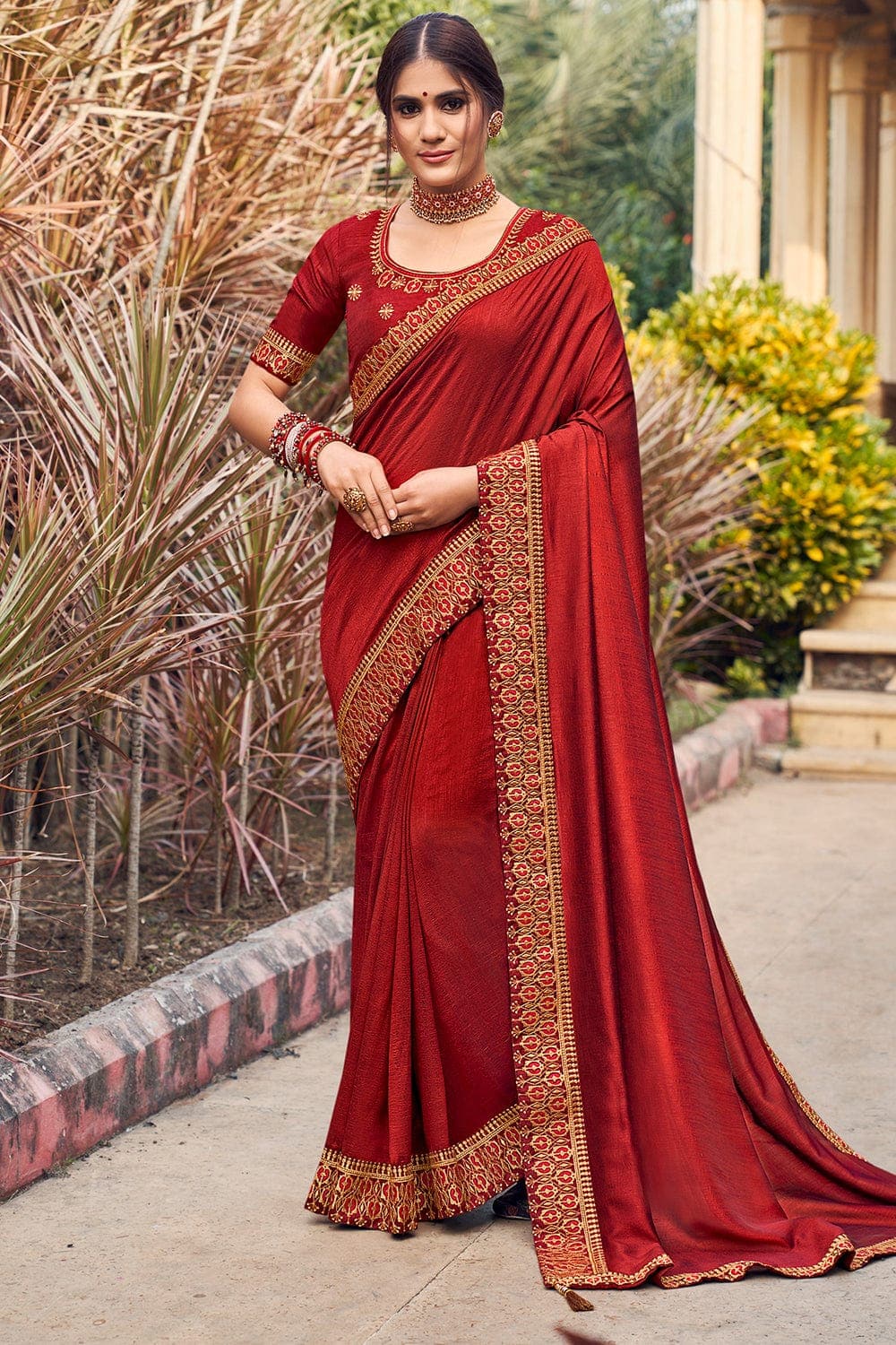 Buy Art Silk Wedding Wear Red Saree Online - SREV2499 | Appelle Fashion