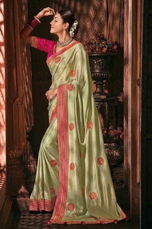 South Silk Saree Tea Green South Silk Saree saree online