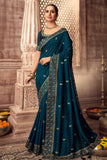 South Silk Saree Teal Blue South Silk Saree saree online