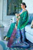 Teal Green Zari Woven Beautiful South Silk Saree