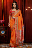 orange south silk saree