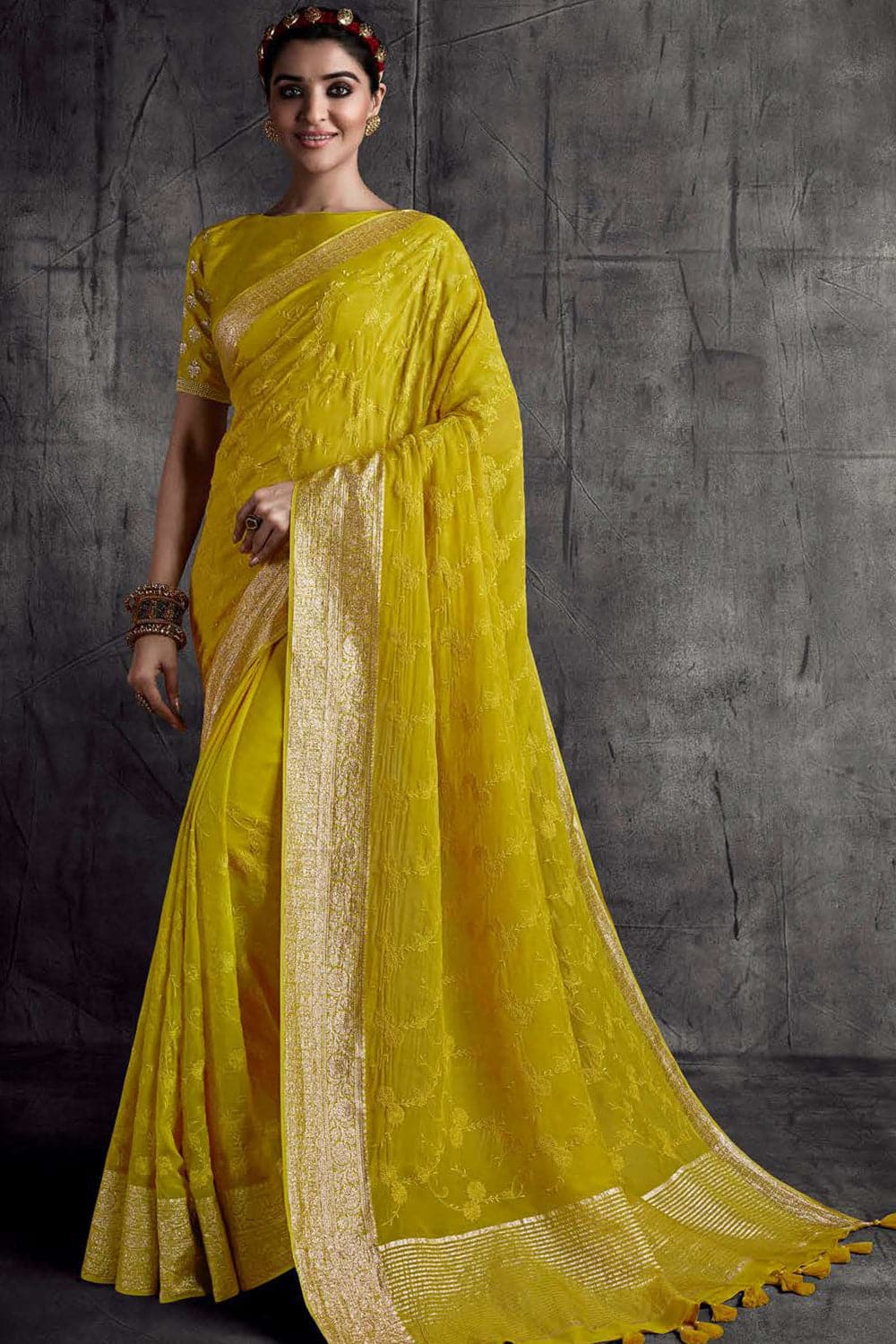 Tuscan Sun Yellow South Silk Saree