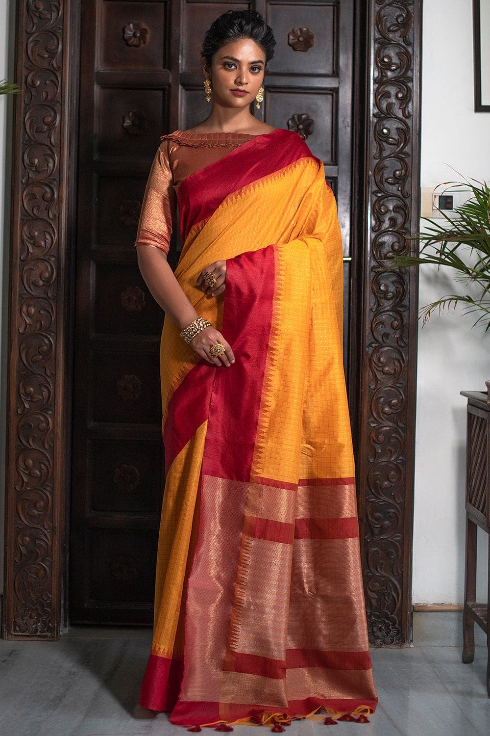 Improbable Yellow Soft Banarasi Silk Saree With Exuberant Blouse Piece –  LajreeDesigner