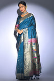 Tussar Silk Saree Azure Blue Tussar Silk Saree saree online