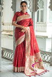 Tussar Silk Saree Crimson Red Tussar Silk Saree saree online
