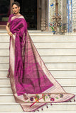 Tussar Silk Saree Dark Purple Tussar Silk Saree saree online