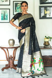 Tussar Silk Saree Ebony Black Tussar Silk Saree saree online