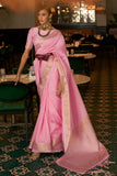 pink tussar silk saree