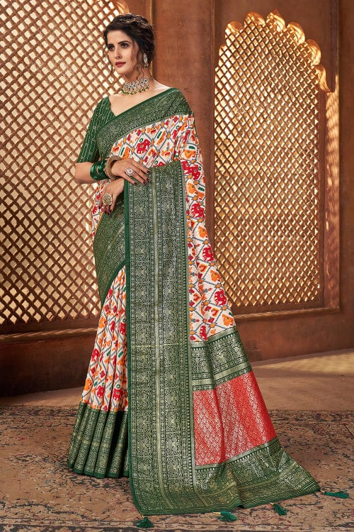 green tussar silk saree