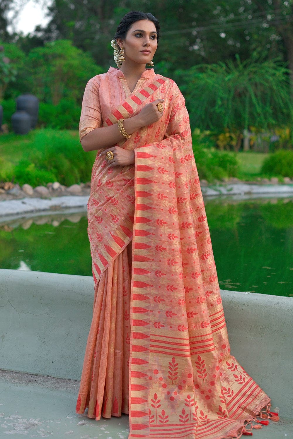 Tussar Silk Saree Peony Pink Tussar Silk Saree saree online