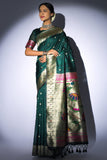 Tussar Silk Saree Pine Green Tussar Silk Saree saree online