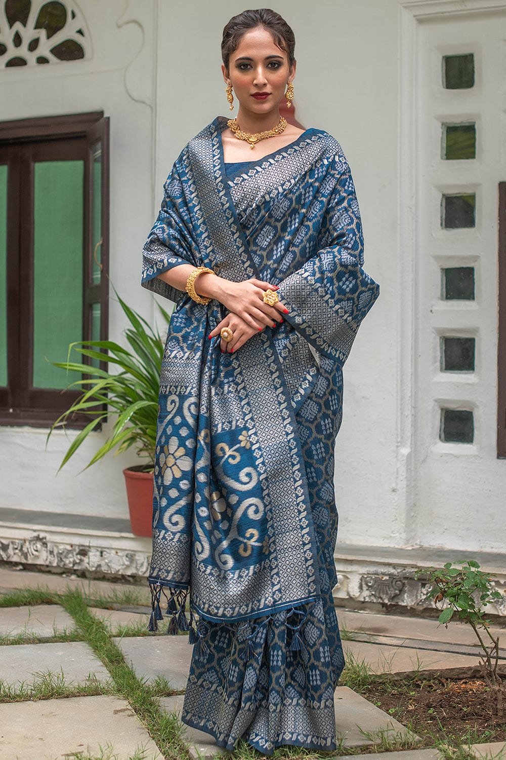 Whimsical Light Blue Tussar Silk Saree, Age Group : Adult, Technics :  Embriodery at Rs 1,520 / Piece in Mumbai