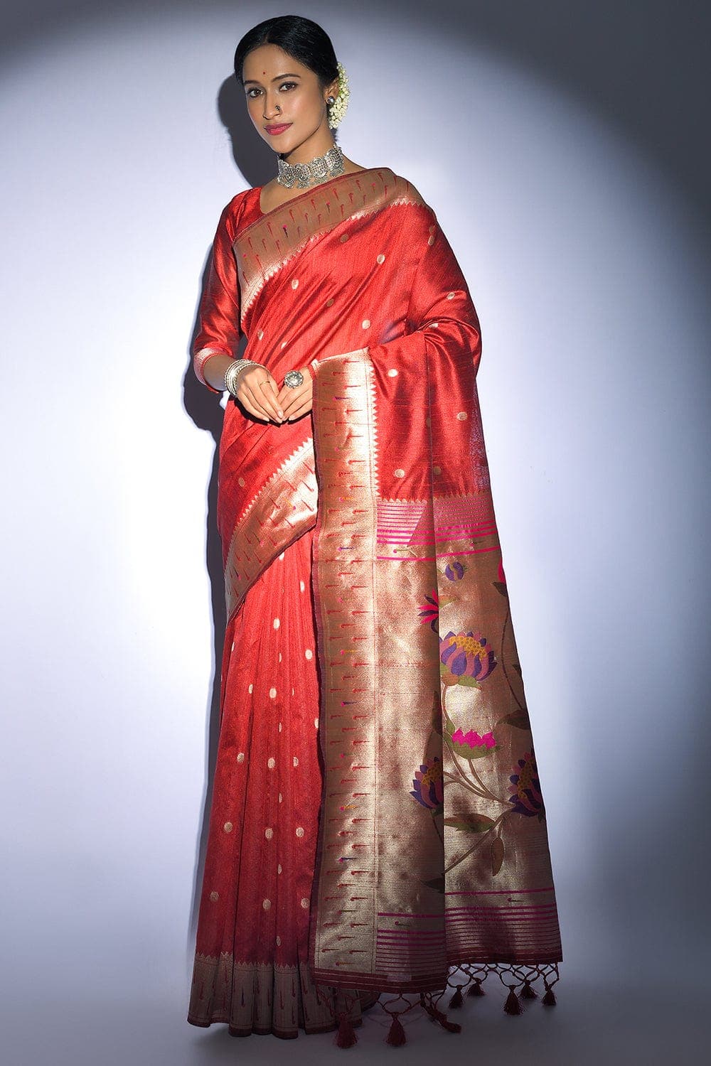 Tussar Silk Saree Tart Red Tussar Silk Saree saree online